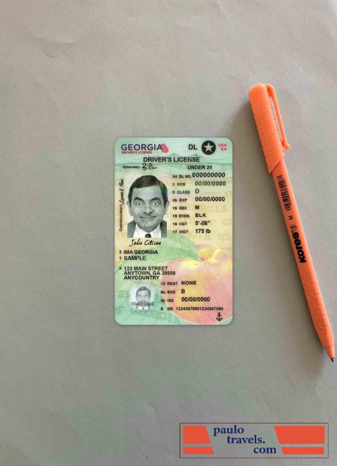 USA Georgia driving license under 21 photolook FRONT PSD template